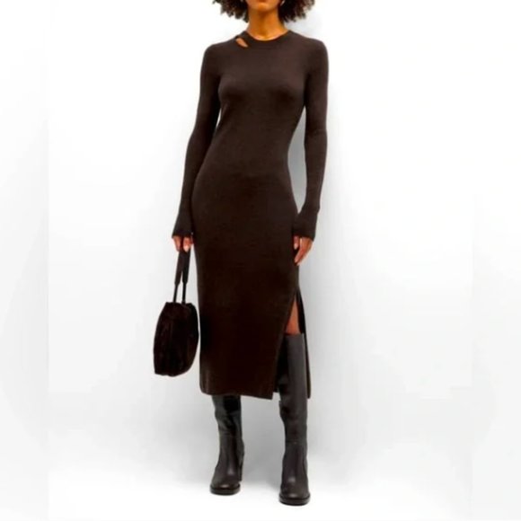 Frame Denim Dresses & Skirts - NWT Frame Cutout Long Sleeve Cashmere Blend midi Dress brown size XL or 12-14
